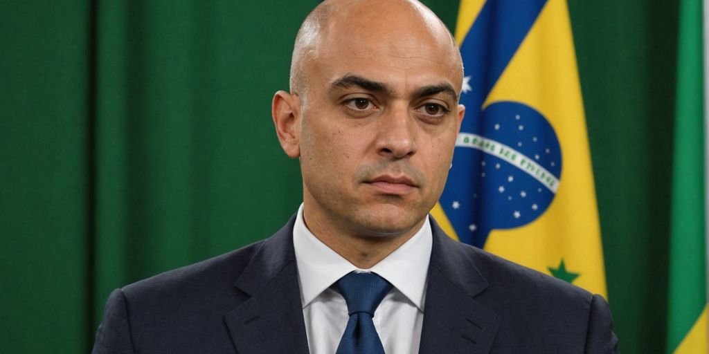 Alexandre de Moraes with Brazilian flag