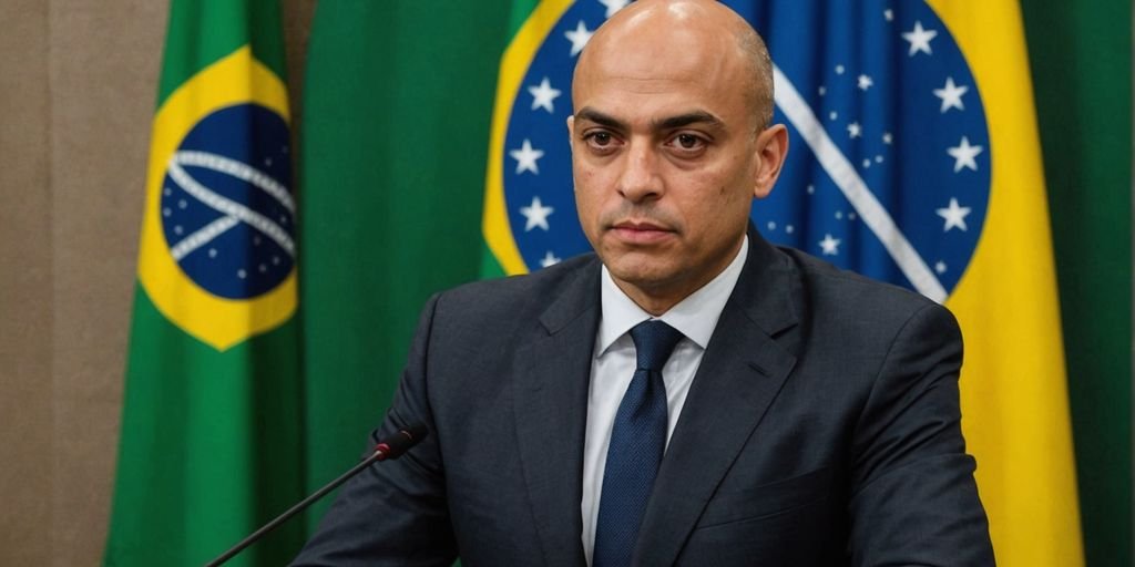 Alexandre de Moraes with Brazilian flag